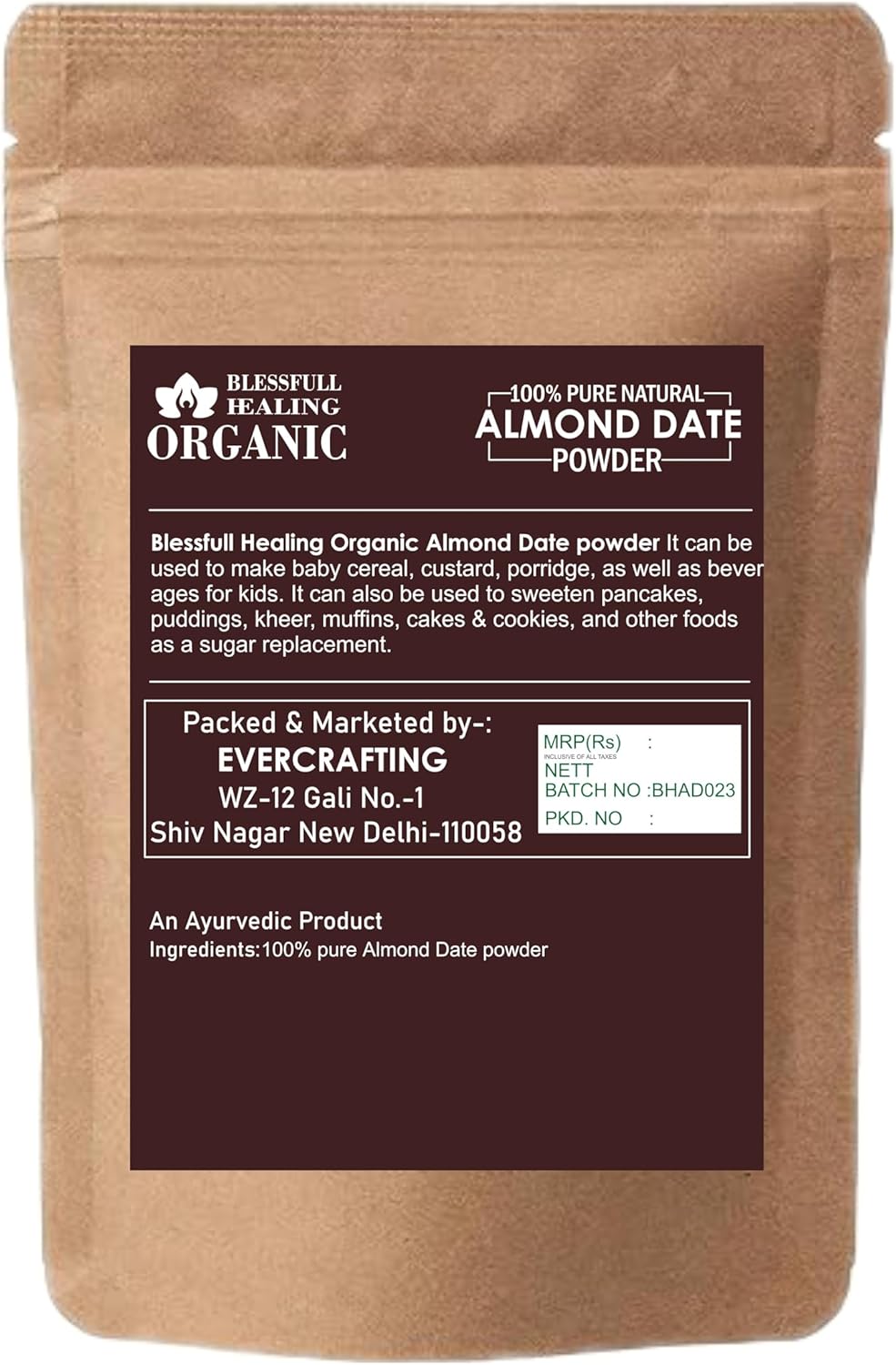 Blessfull Healing Organic Almond Date Powder 100% Pure Natural 100 Gram (3.52 oz) Each (Pack of 3) = 300 Grams, Vegan