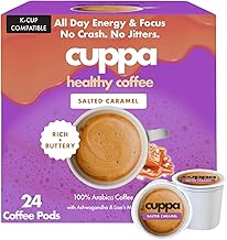 Cuppa Salted Caramel Mushroom Coffee with Adaptogens & Superfoods - Lion’s Mane, Ashwagandha & Cordyceps. Adaptogens + MCT to support natural energy, mental focus & gut health (24 Servings)