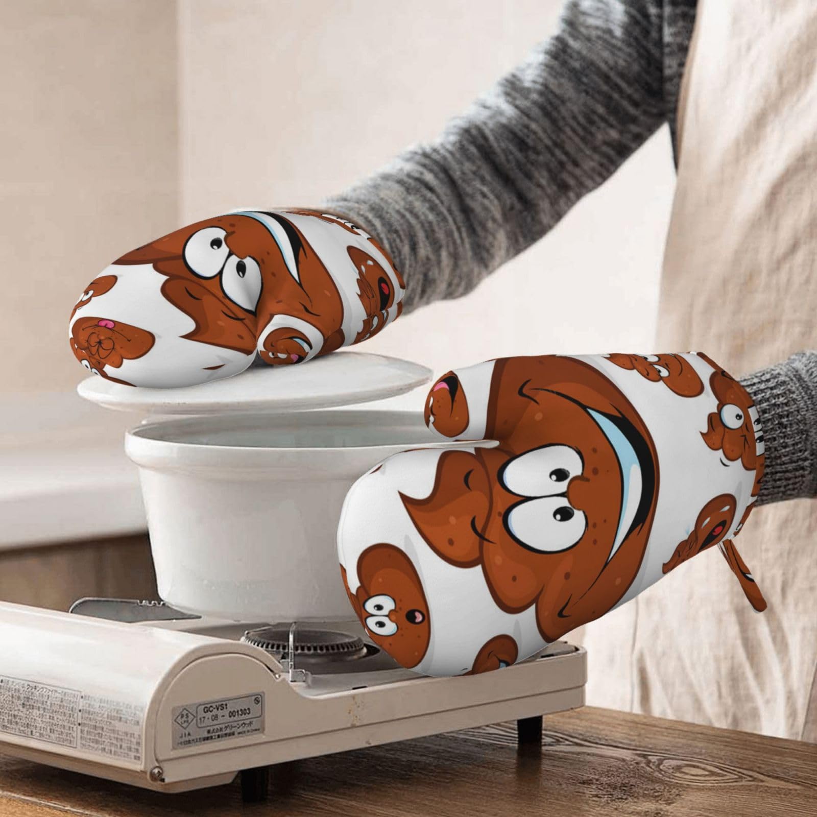 Funny Poop drukowane silikonowe rękawice kuchenne zestaw rękawic kuchennych rękawica żaroodporna
