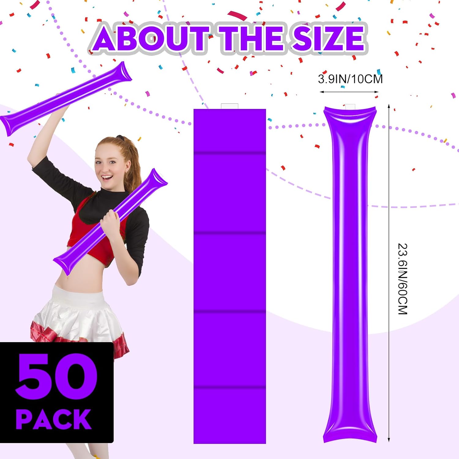 cssopenss Thunder Sticks Thicken Plastic Cheersticks Inflatable Thunder Sticks Sporting Events Team Spirit Cheersticks Sporting Cheers Basketball Football Dance Party 50 Purple