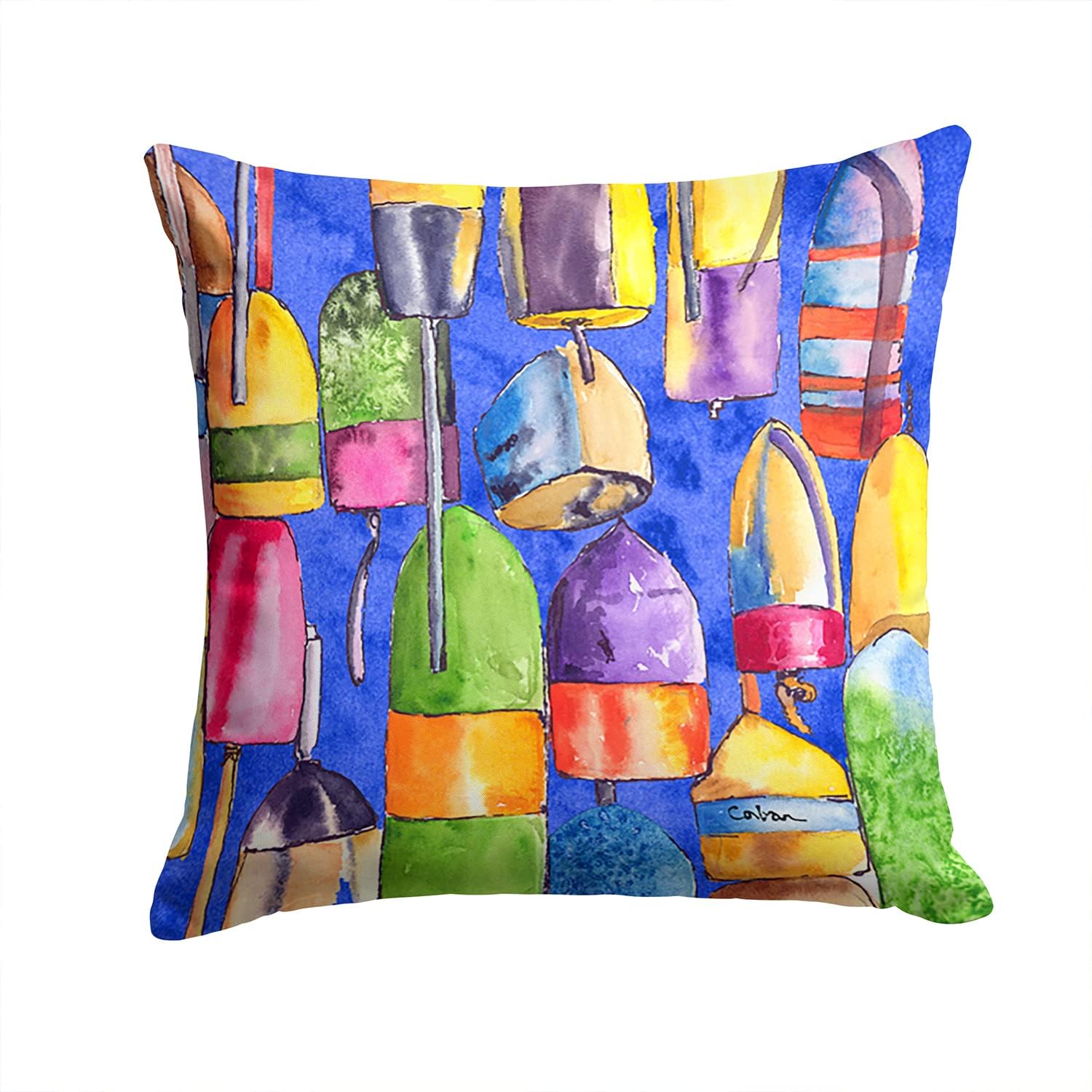 Caroline's Treasures 8723-4PW1414 Lobster Bouys Fabric Decorative Pillow Machine Washable, Indoor Outdoor Decorative Pillow for Couch, Bed or Patio, 14Hx14W