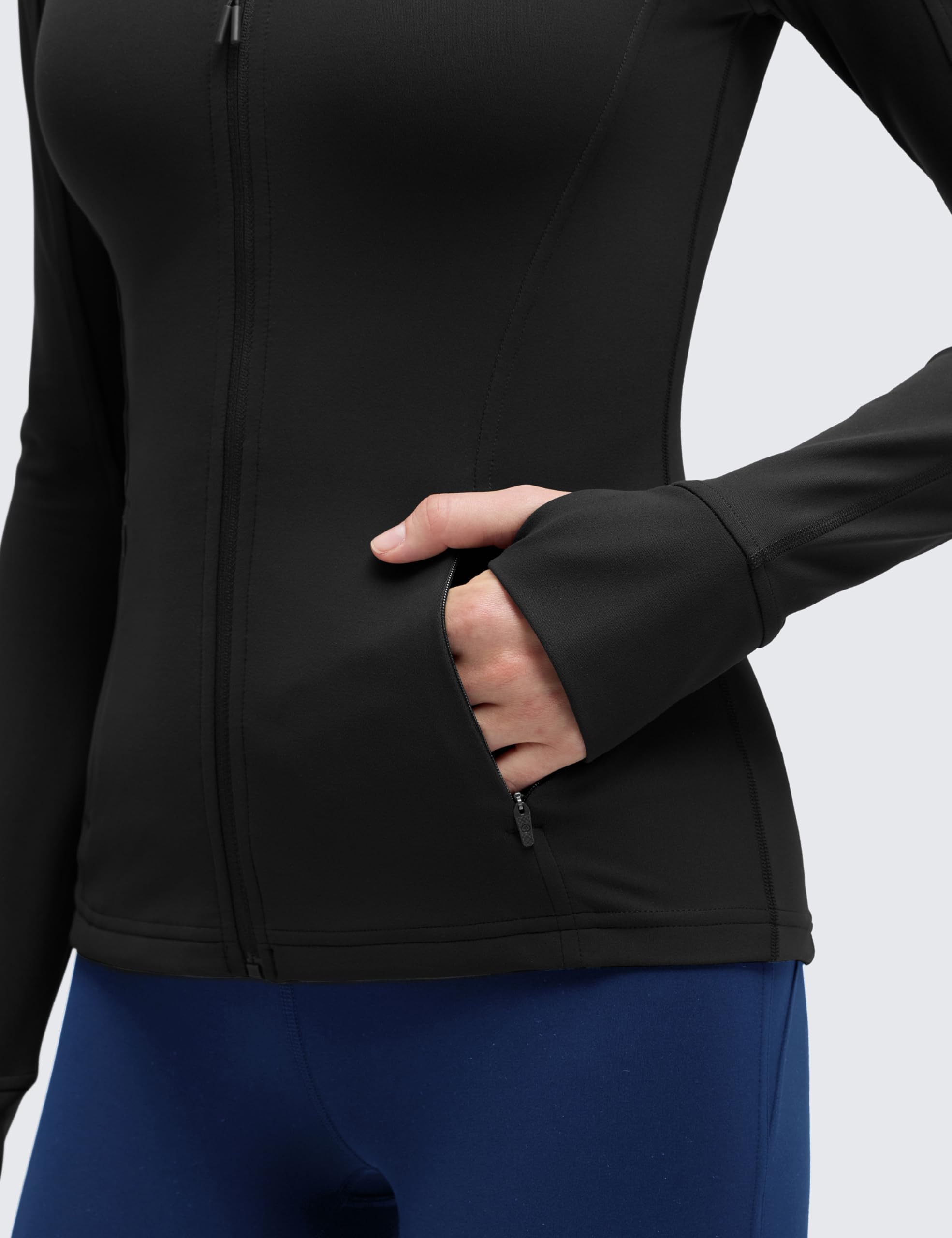 CRZ YOGA Butterluxe Jacke Hüftlänge | Extremweich, Sport, Slim Fit, Vollzip, Seitentaschen, Daumenlöcher, für Damen
