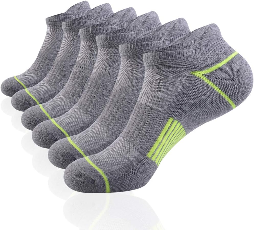 JOYNÉE Mens Athletic Low Cut Ankle Tab Socks 6 Pack Cushioned Breathable for Running