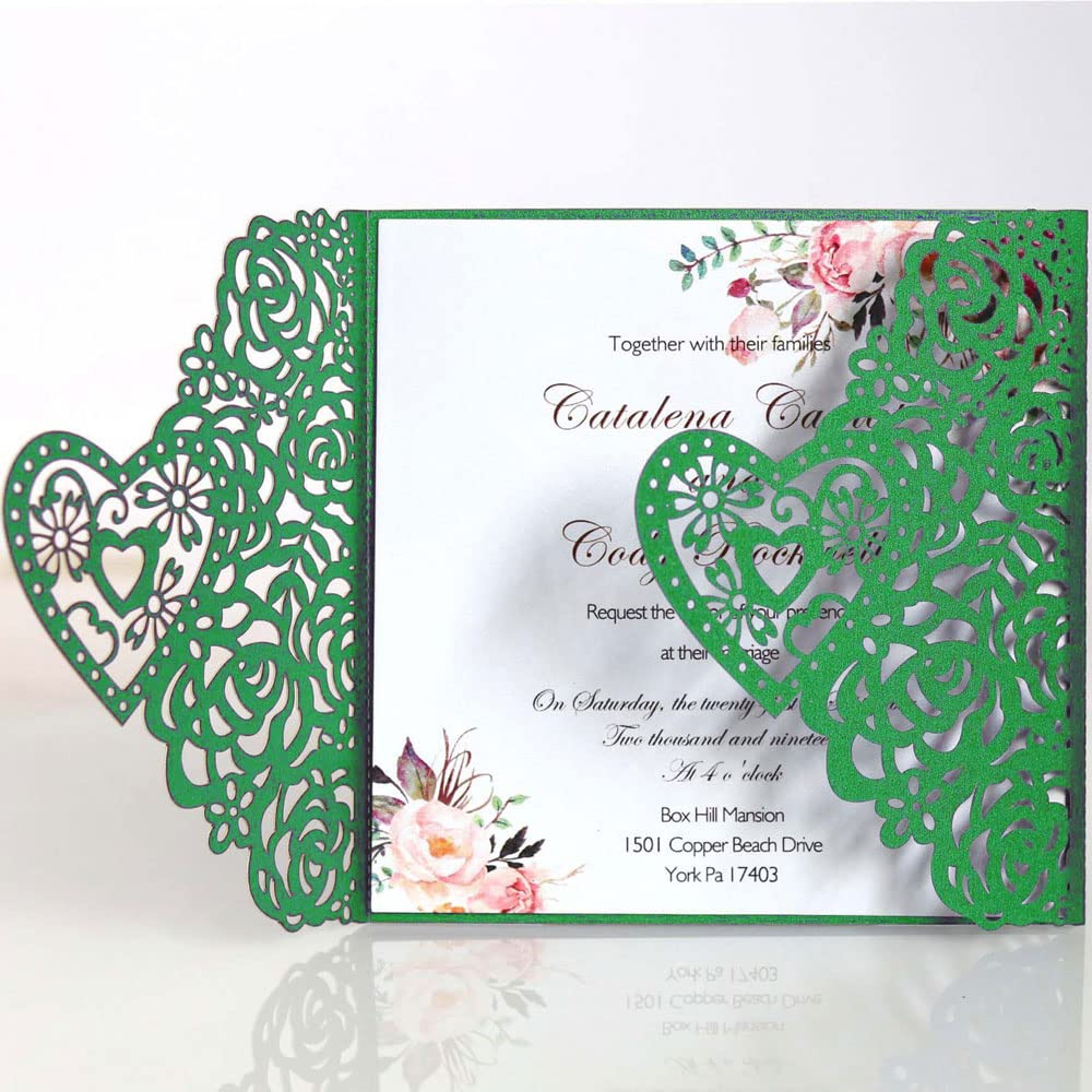 Invitation mariage laser blanc : 50 cartes élégantes découpées avec enveloppes