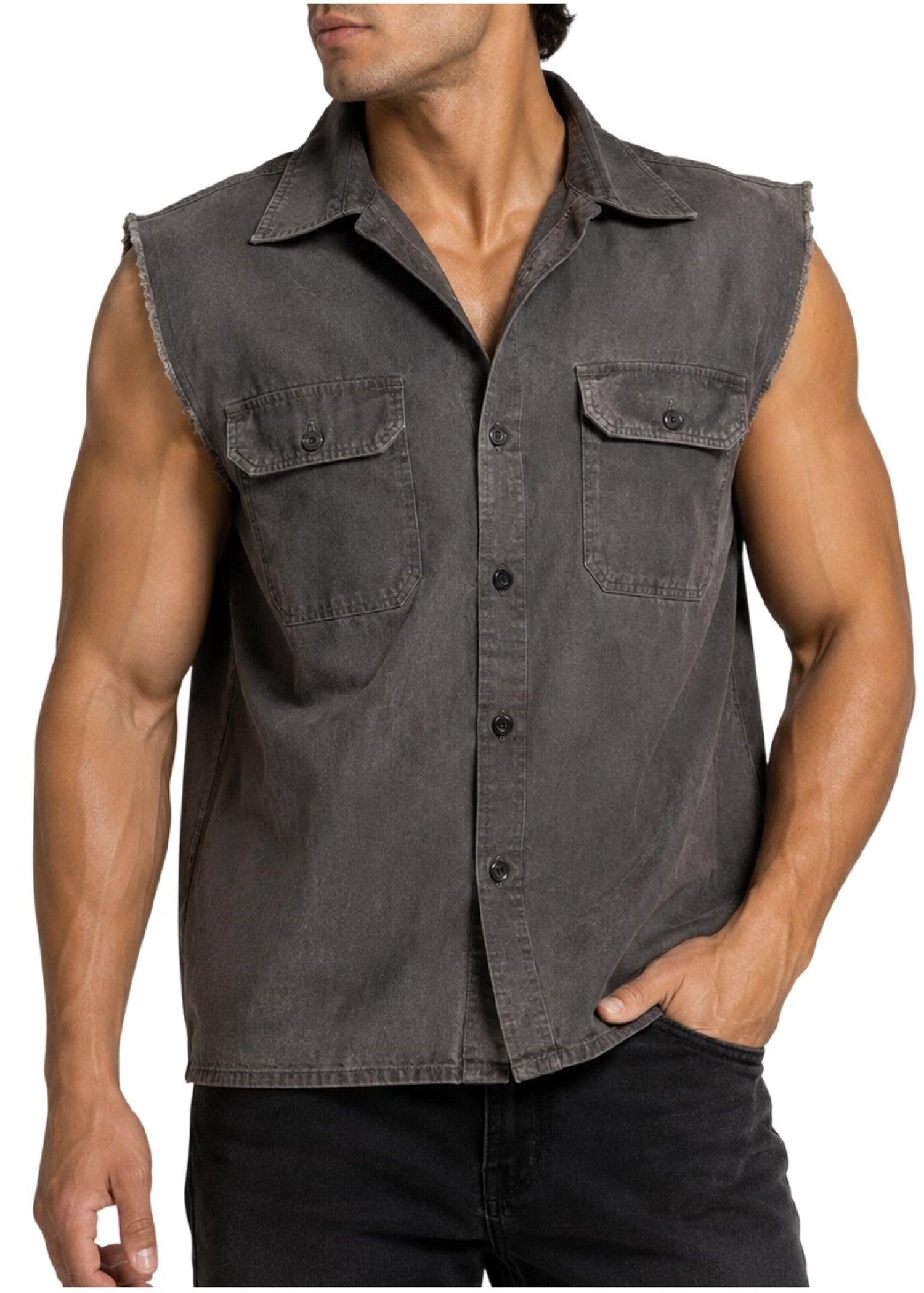 Gilet da uomo classico in cotone grigio ispirato al film casual