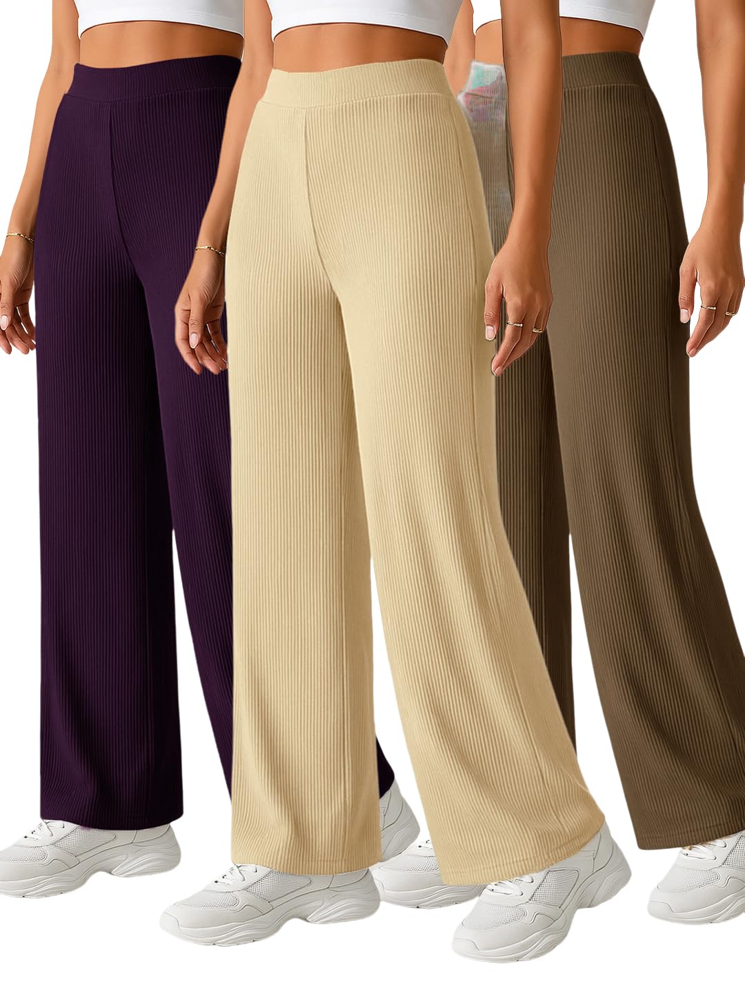 pinkmint Women’s Palazzo Pants High Waist | Wide Leg Stretchable Trousers | Elastic Waist Flared Pants | Casual, Office, Travel, Lounge Stylish Comfortable Bottom Wear-picture-23