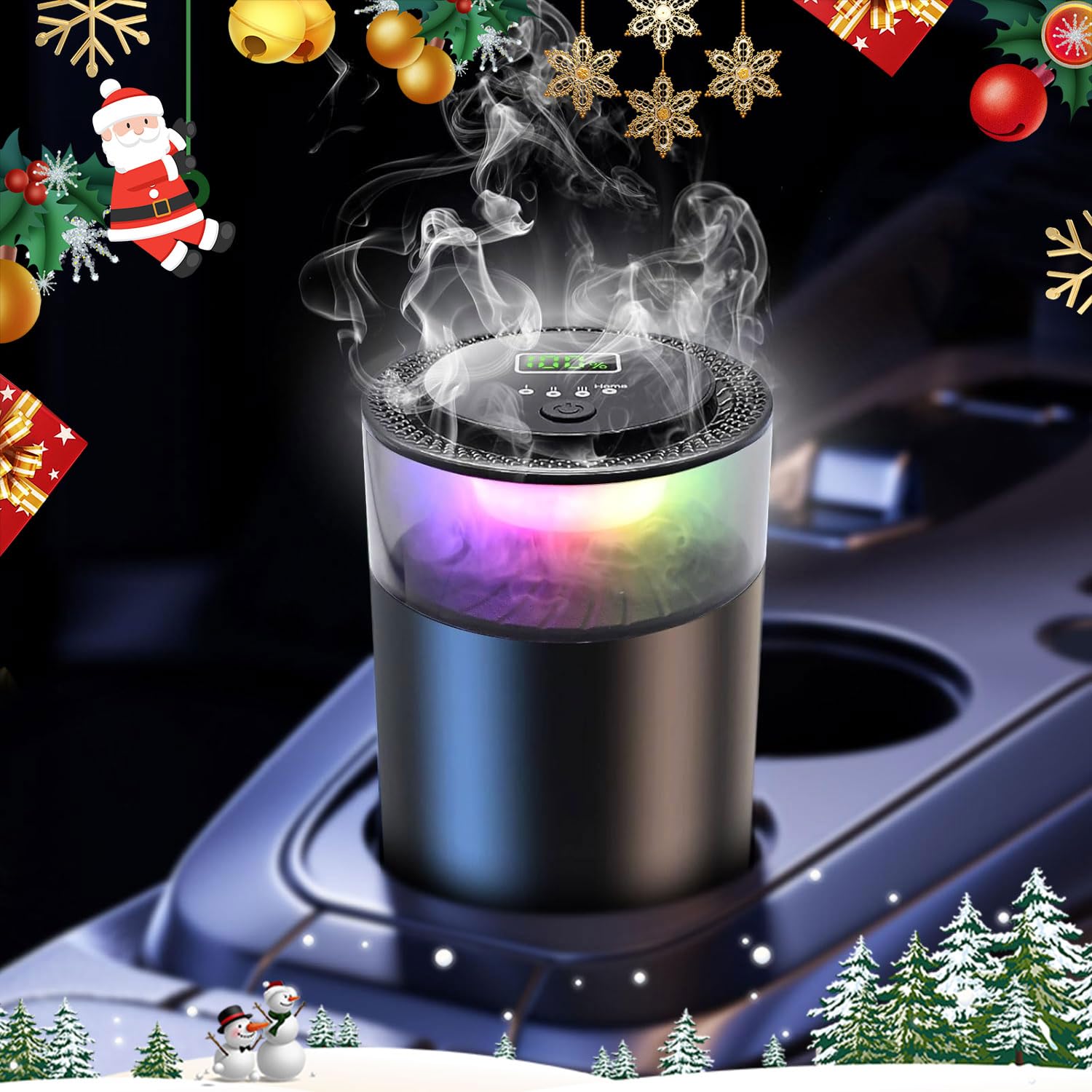 Smart Car Diffuser for Essential Oil with Smart Spray Modes (3 Settings) & Essential Oil Monitor, USB-C Rechargeable, Auto On/Off,Long Lasting (3