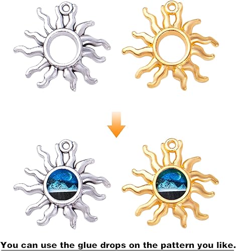 Miniatura 5 de Aylifu Sun Pendant Charm Alloy Tibetan Style Celestial Sun Charm Craft Supplies for DIY Earrings Necklace Bracelet Jewelry Making Christmas Party