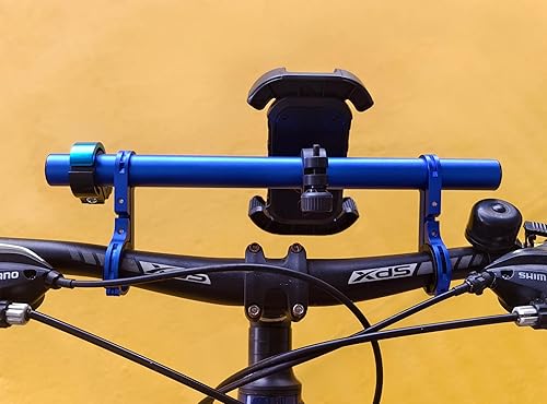 Miniatura 2 de Extensor de manillar de bicicleta con soporte para teléfono, barra de extensión de aluminio de 11.9 pulgadas, se adapta a barras de 18 a 1.339 in,