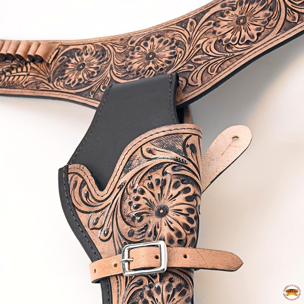HILASON Western Leather Gun Holster Right Hand Rig 38 Cal Cowboy