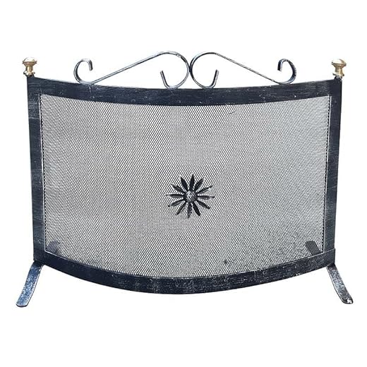 PEGORARO Protector de chispas de Hierro Forjado con Panel Curvado, 60 x 46 cm