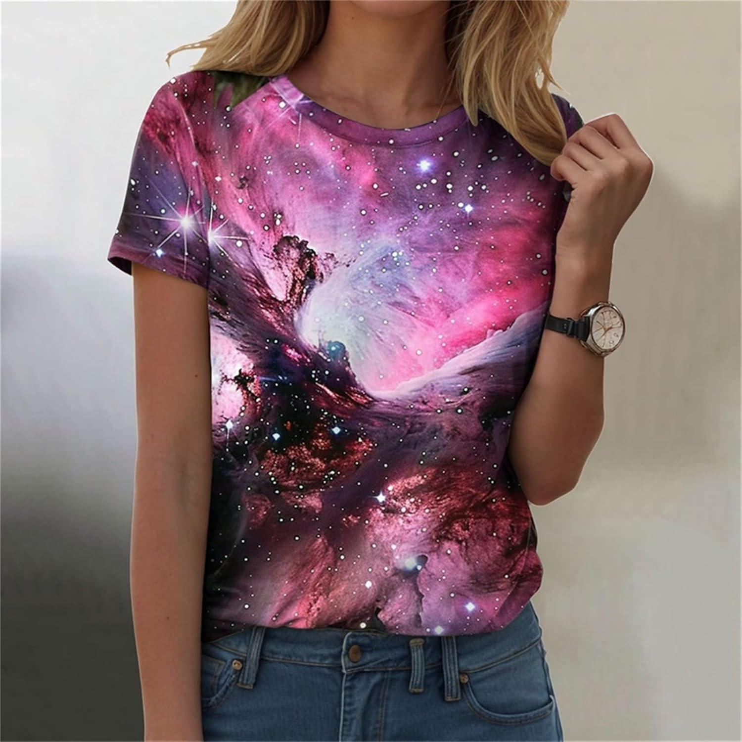 Dames T-shirt schoudervrij bovenstuk casual sexy glitter blouse streetwear shirt met lange mouwen party pailletten print casual tuniek tops off-shoulder lange mouwen damesblouses hemdblouse, goud, M