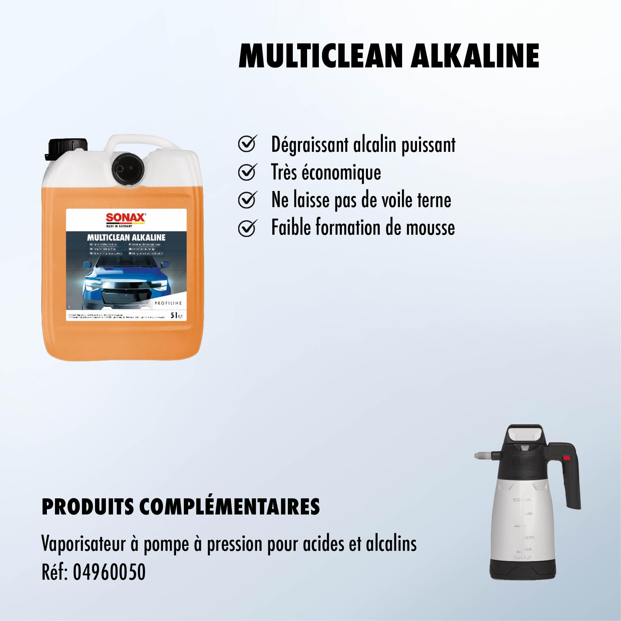 SONAX PROFILINE Mulitclean Alkaline (5 litres) nettoyant alkalin Puissant pour Le pré Lavage | Réf: 06295000