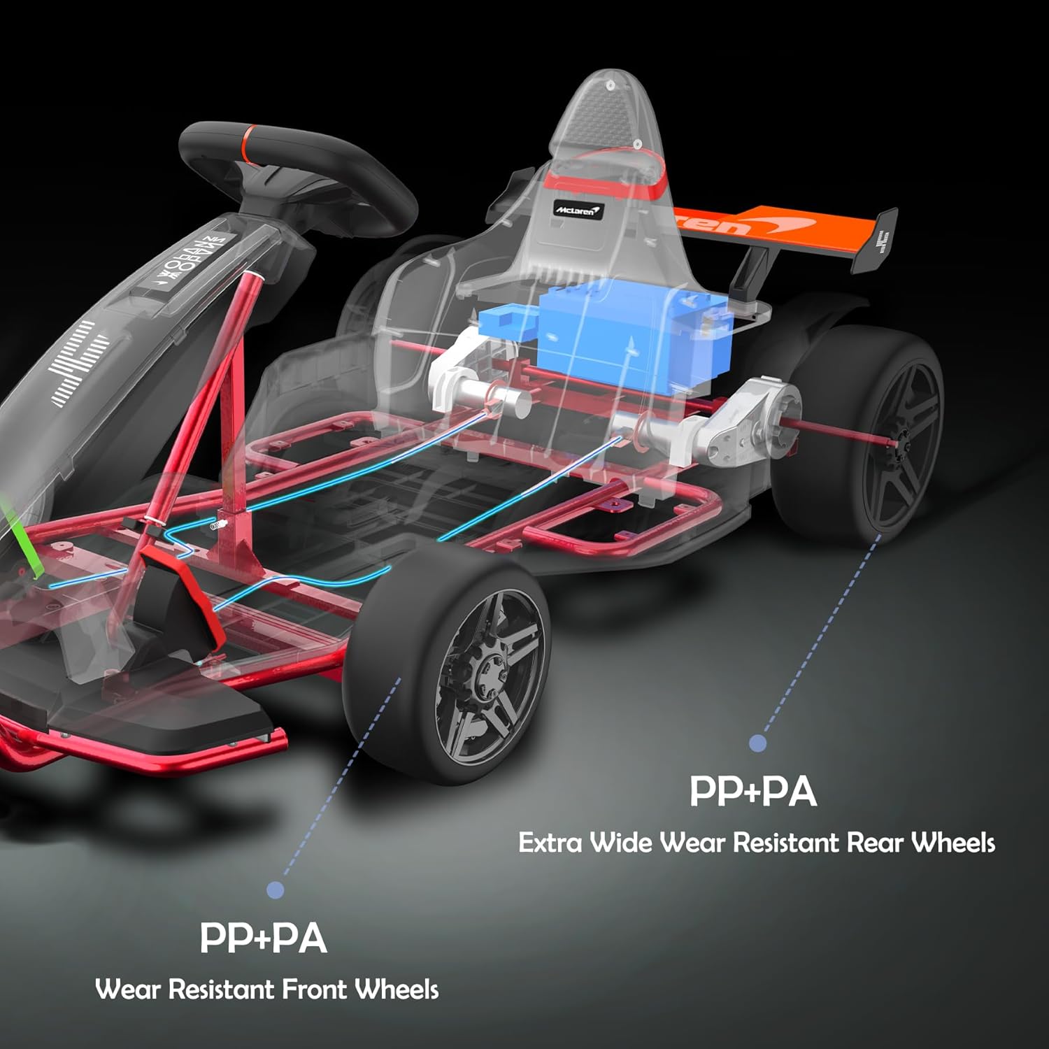Go Kart eléctrico de 24 V, Go Kart eléctrico para niños, 400 W, potente ...