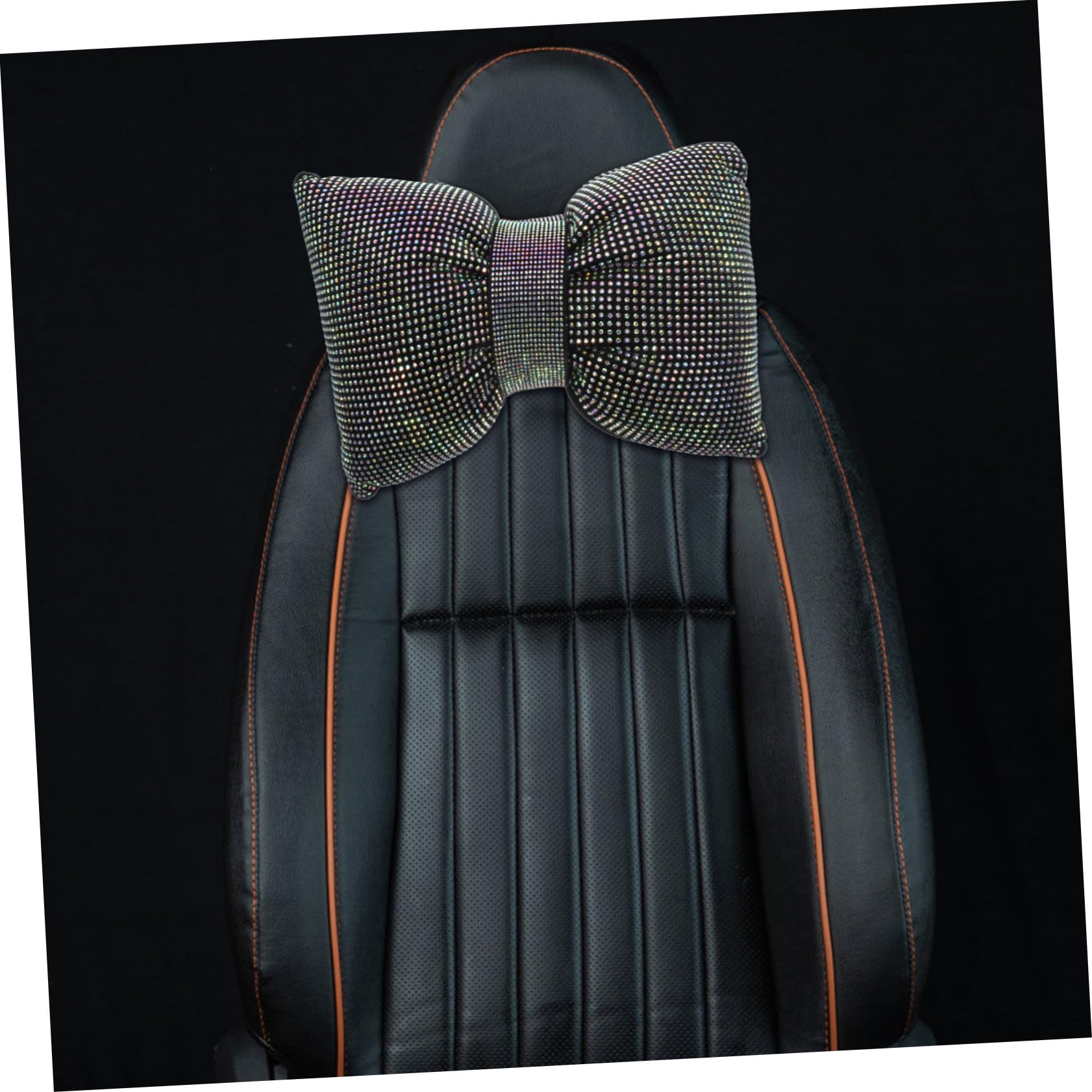 VALICLUD 2 Pièces Coussin Appui- Voiture avec Nœud Ornement Strass Oreiller Soutien Cervical Décoratif pour Siège Auto Installation Facile Élégant et Confortable