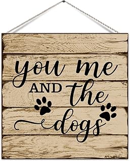 Wood Pallet Sign Plaque You Me and The Dogs Country Wood Family Sign Farmhouse Wood Board Wall Hanging Sign Wall Decor for Deck Deck 12 Inch