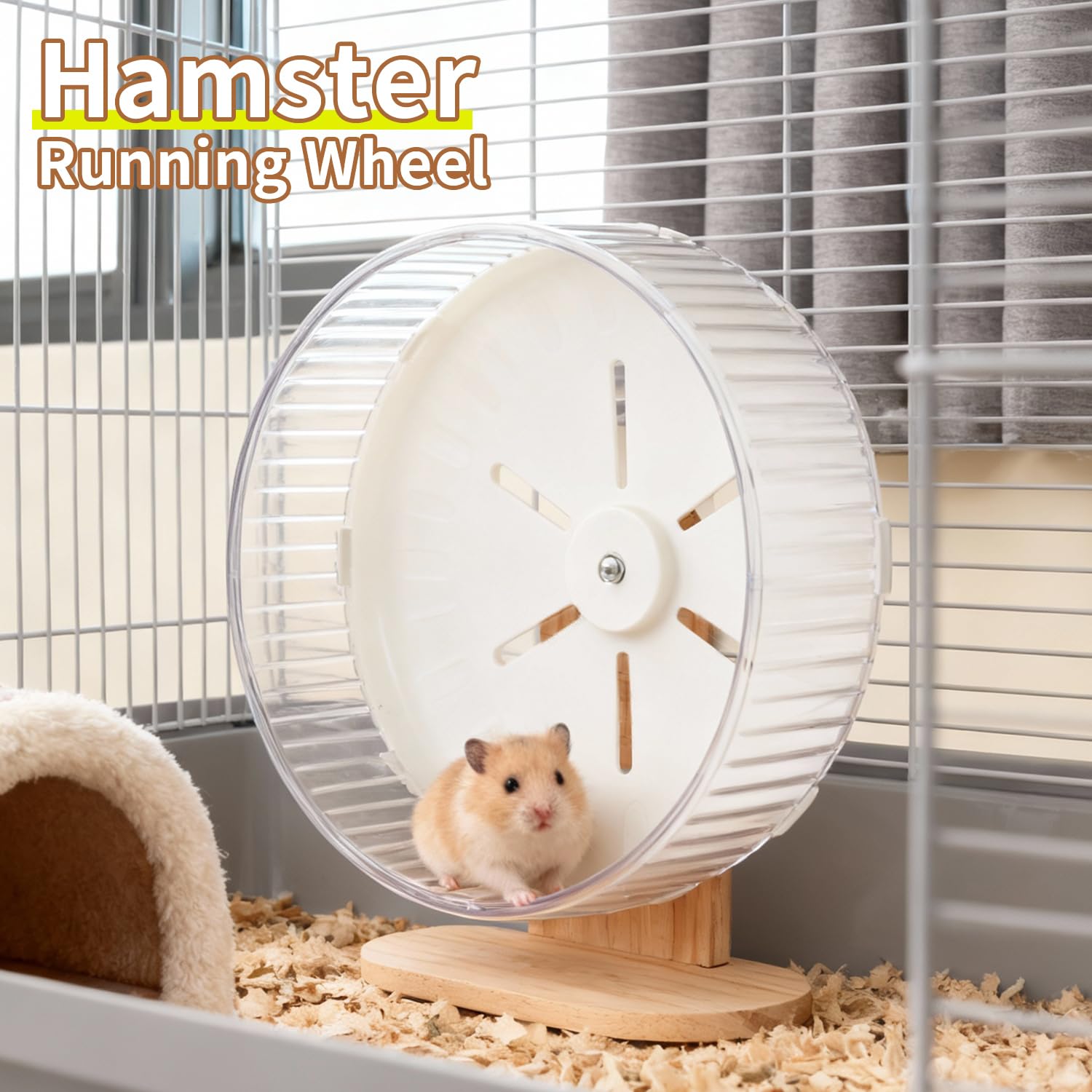 Super Silent Hamster Exercise Wheel with Adjustable Stand, Quiet Spinner Running Wheel for Hamsters, Gerbils, Mice and Other Small Pets (Medium, White) - image 2