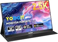 Yodoit Monitor Portátil 16" 2.5K QHD 120 Hz Tela IPS 2560x1600 16:10 com Porta USB Tipo C HDMI com Monitor de Capa Inteligente Compatível com Laptop, PC, MacBook, Xbox, PS5, Phone