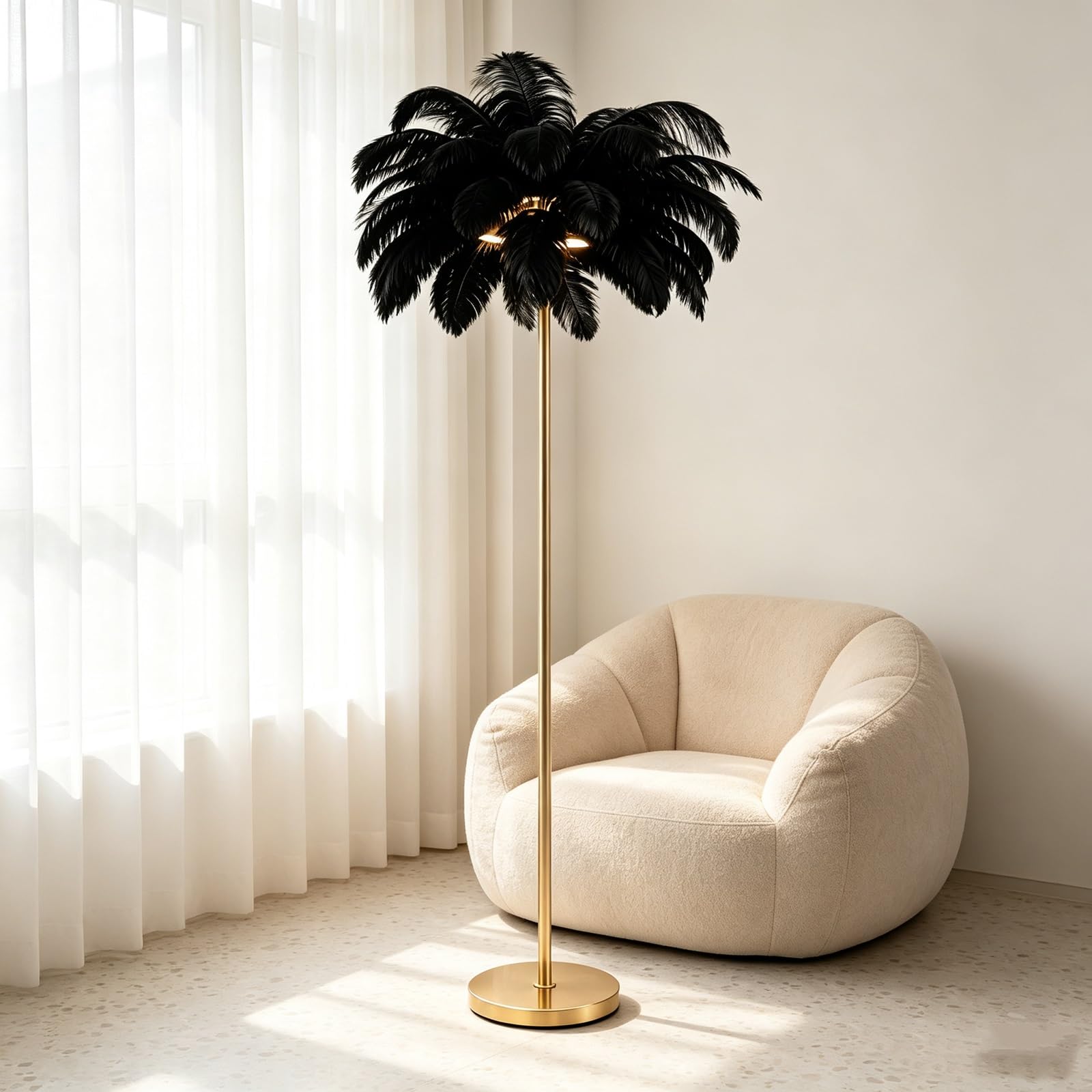 LCNDKF Bedroom Ambient LED Feather Floor Lamp