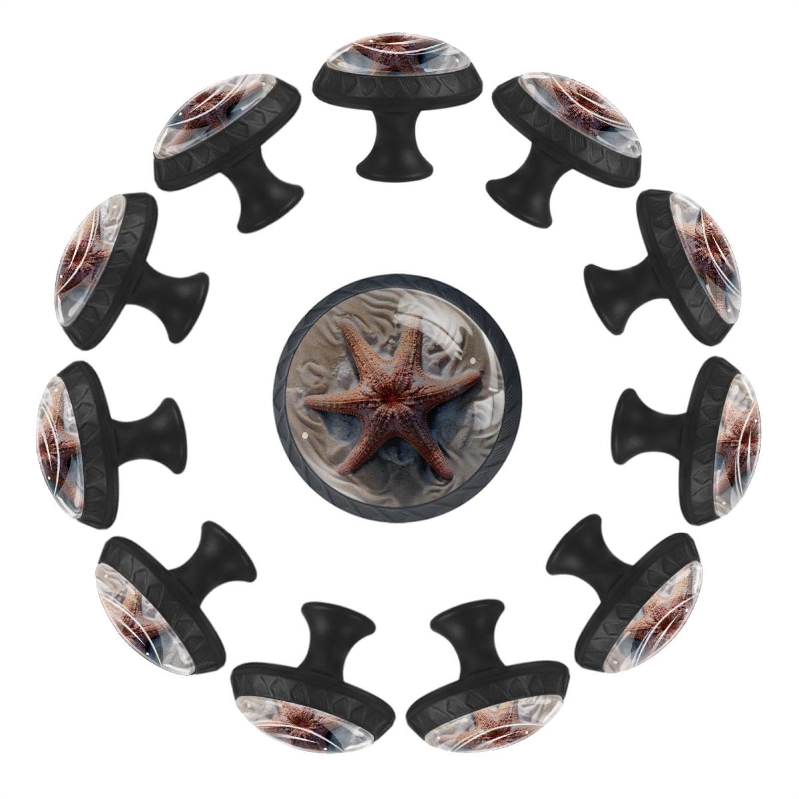 Verre cristal transparent haut de gamme pour ces 12 boutons de tiroir ronds étoile de mer