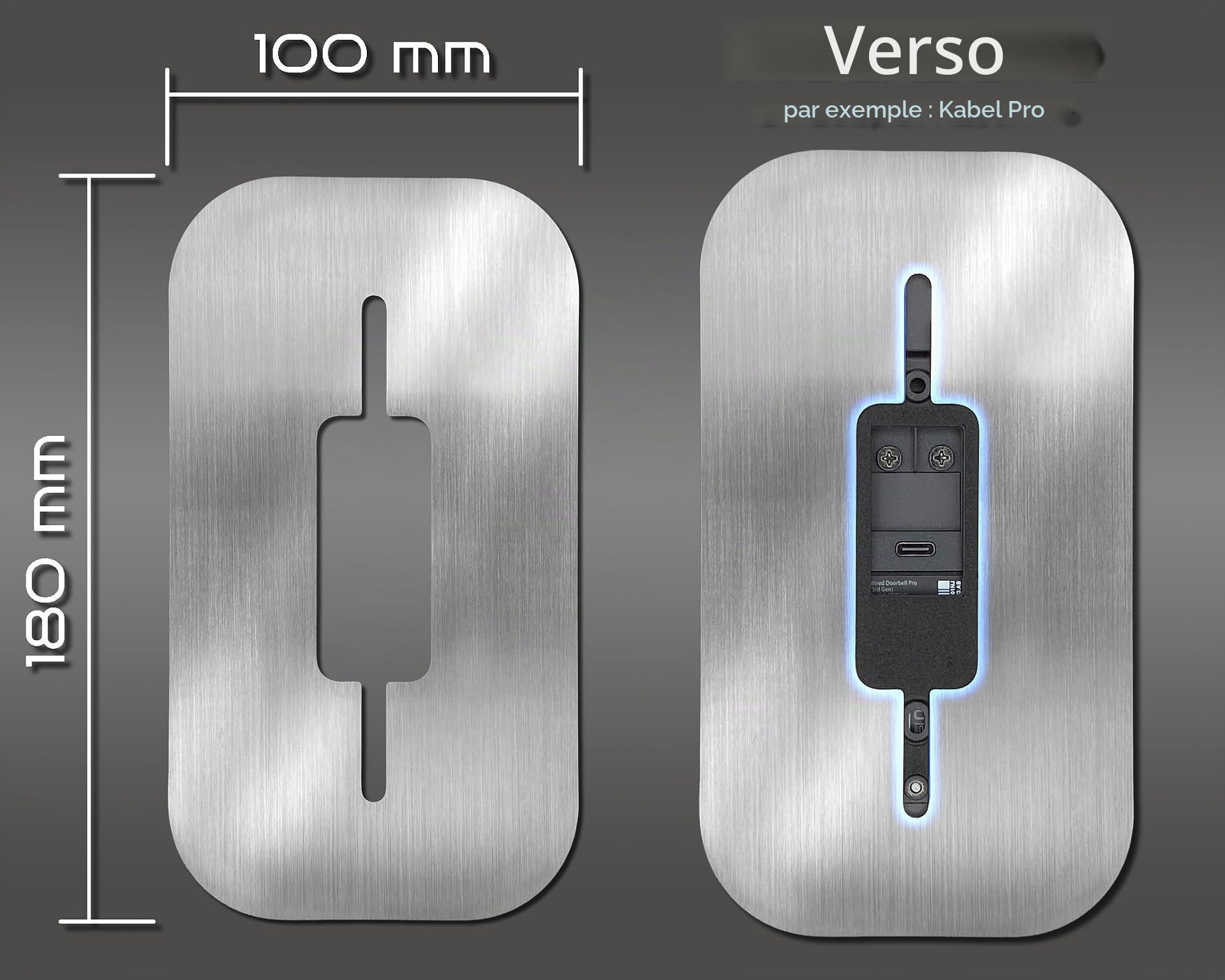 Ouverture en acier inoxydable | Accessoires pour sonnette vidéo/vidéo Doorbell Wired Plus câble & câble Pro | Support, panneau, fixation, plaque pour sonnette sans fil Alexa d'extérieur