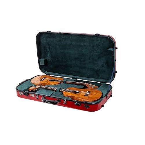 Crossrock Estuche para ukelele de doble tenor, 100% pureza de fibra de vidrio con bloqueo TSA, rojo (CRF2020DTURD) Rojo -,Negro -,Azul