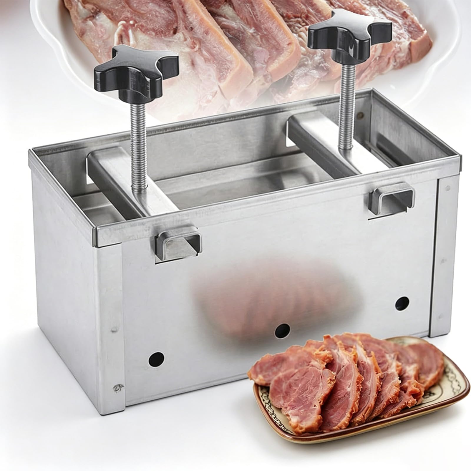DOJBK Stainless Steel Meat Press Mould, Ham Maker Meats Press Tool, 1kg/2kg/3kg/5kg/10kg Meat Pressing Mold, For Kitchen Tool Easy To Use Press Cooked Meat Frozen Beef Rolls 2KG