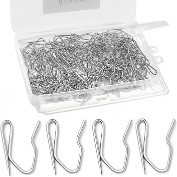 58 Pcs Metal Curtain Hooks, 1.2 inch Nydotd Silver Rustproof Steel Plated Nickel Hooks Heavy-Duty Offset Pin-On Drapery Hooks for Window Curtain, Door Curtain and Shower Curtain...