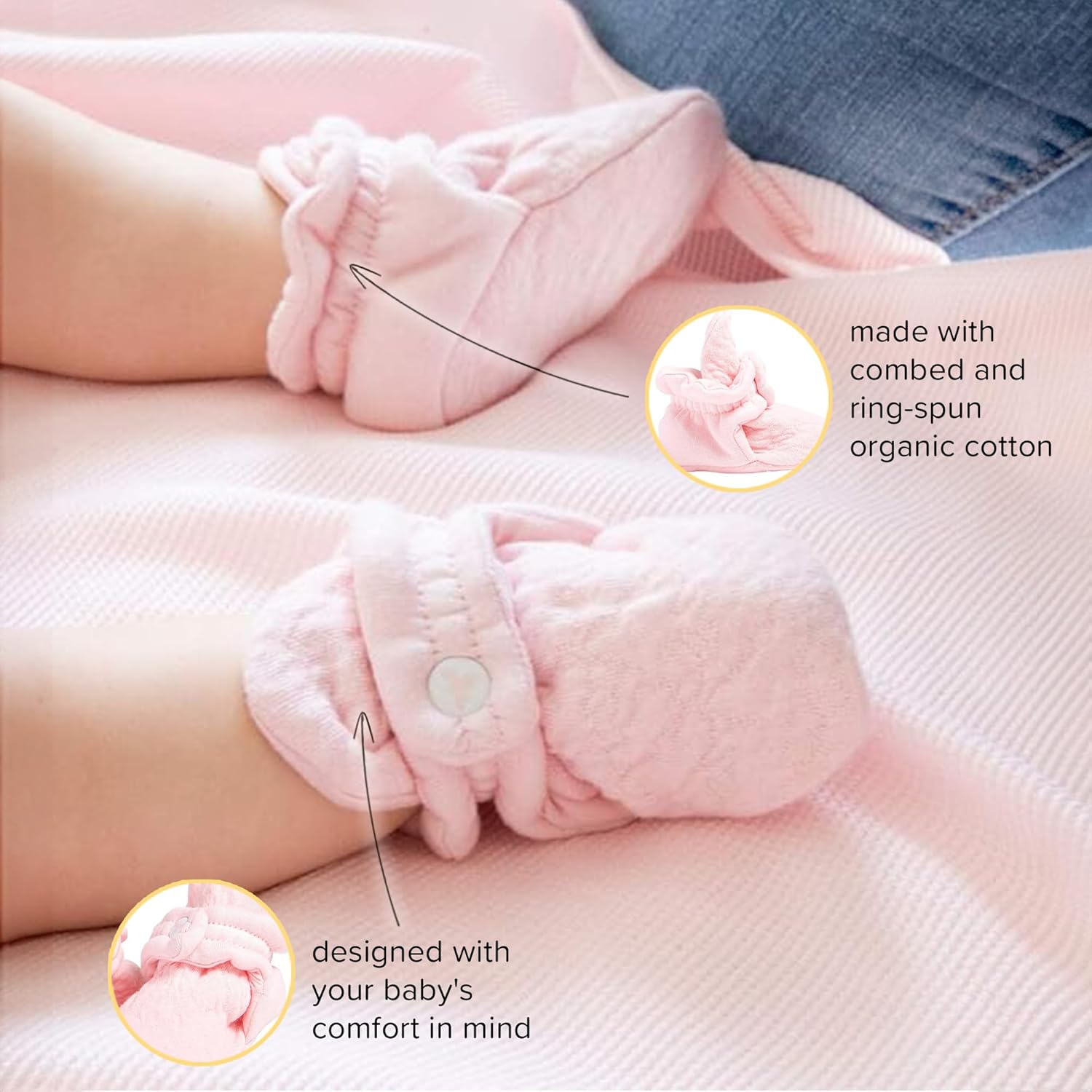 Burt's Bees Baby Unisex Booties Organic Cotton Newborn Essentials Shoes for Infants - Image 5