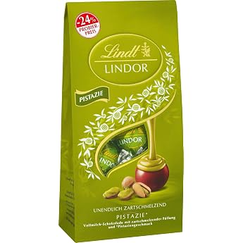 Lindt Lindor Chocolate Balls Pistachio Promotion 137 g Bag Approx. 10 Balls of Milk Chocolate with Soft Melting Pistachio Filling Chocolate Gift Chocolate Gift