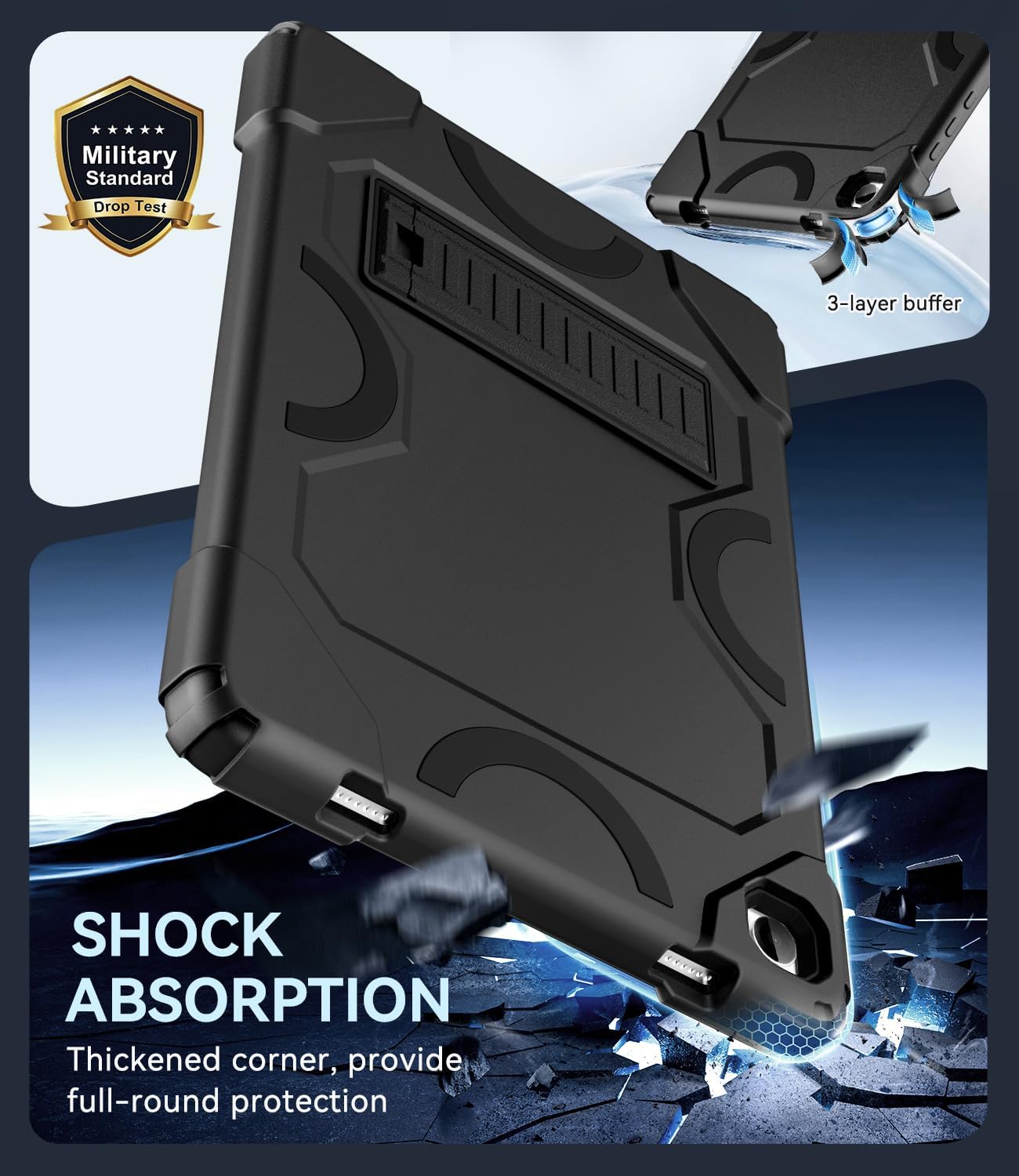 Case for Samsung Galaxy Tab A11 Plus 2026/ Tab A9 Plus 2023, Black image 3