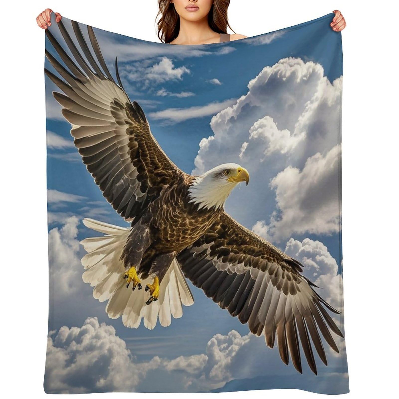 Flannel Fleece Throw Blanket - 40"x50" Super Soft Plush,Lightweight Wrinkle Resistant Cozy an Eagle Blanket for Couch Sofa Bed Travel Camping and Gift