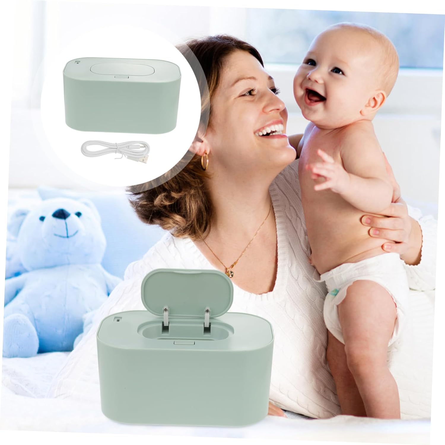 Cabilock Portable Wipes Heater for Car Home USB Wet Wipe Warmer Diaper Portable Heater