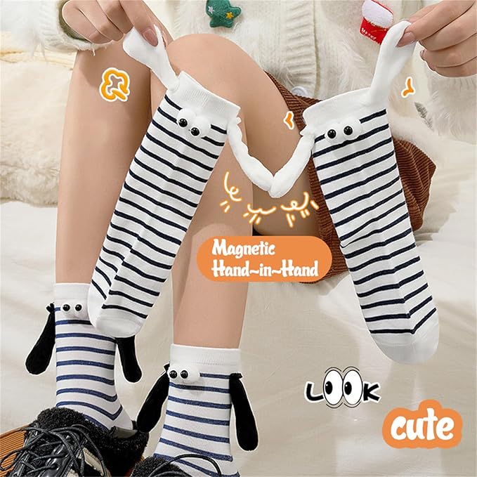 Calcetines divertidos que se sostienen de la mano, rayas locas, regalo novedoso para mujer miniatura 7