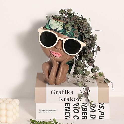 Miniatura 2 de AIMEBBY Maceta de resina para plantas de interior y exterior con orificio de drenaje (tamaño grande)