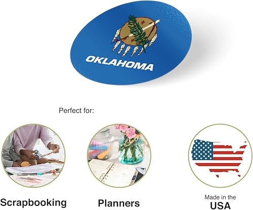 Miniatura 2 de Oklahoma - Pegatina de vinilo con diseño de bandera del Estado de Oklahoma de 1 pulgada redonda de dos hojas 50 piezas en total para niños Logo
