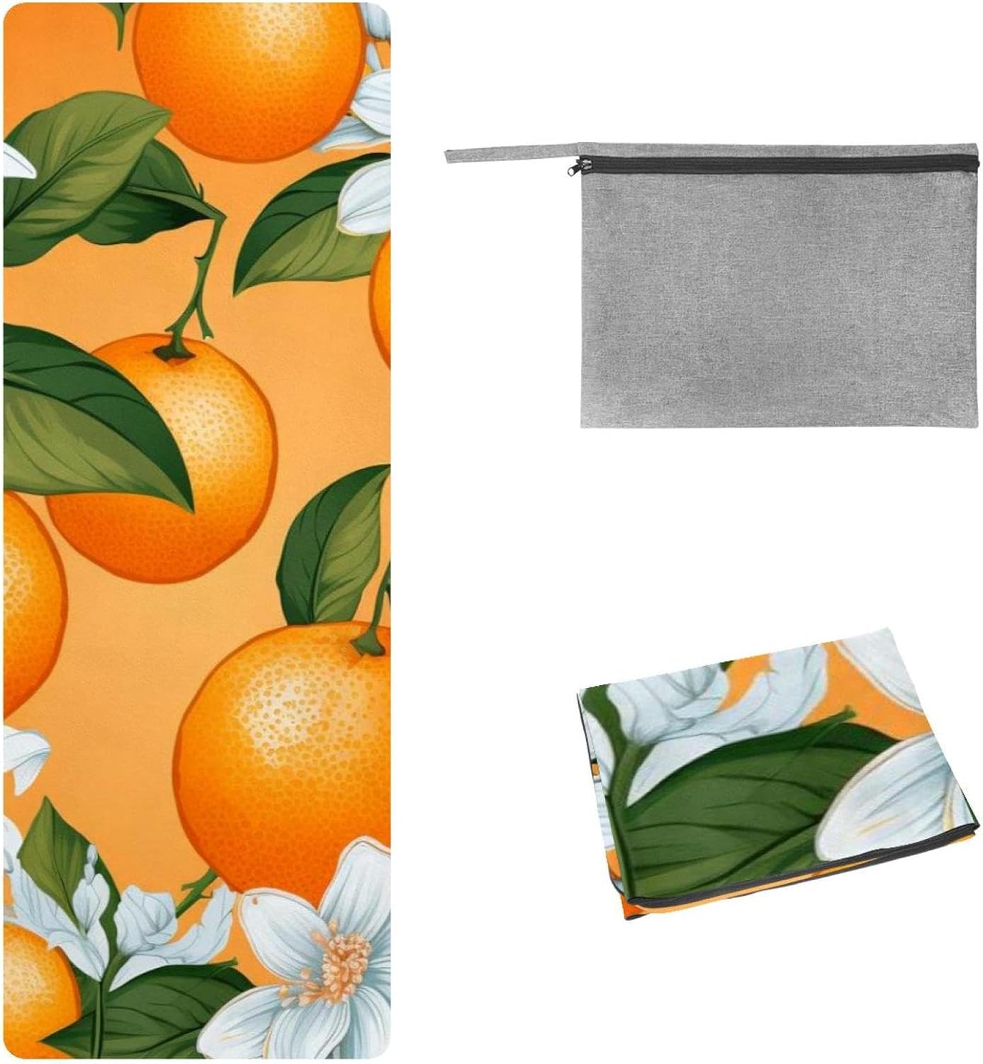 Yoga Towel, Orange Pattern Non Slip Sweat Absorbent Hot Yoga Mat Towel for Hot Yoga, Pilates and Fitness - 72.8" x 26.8"