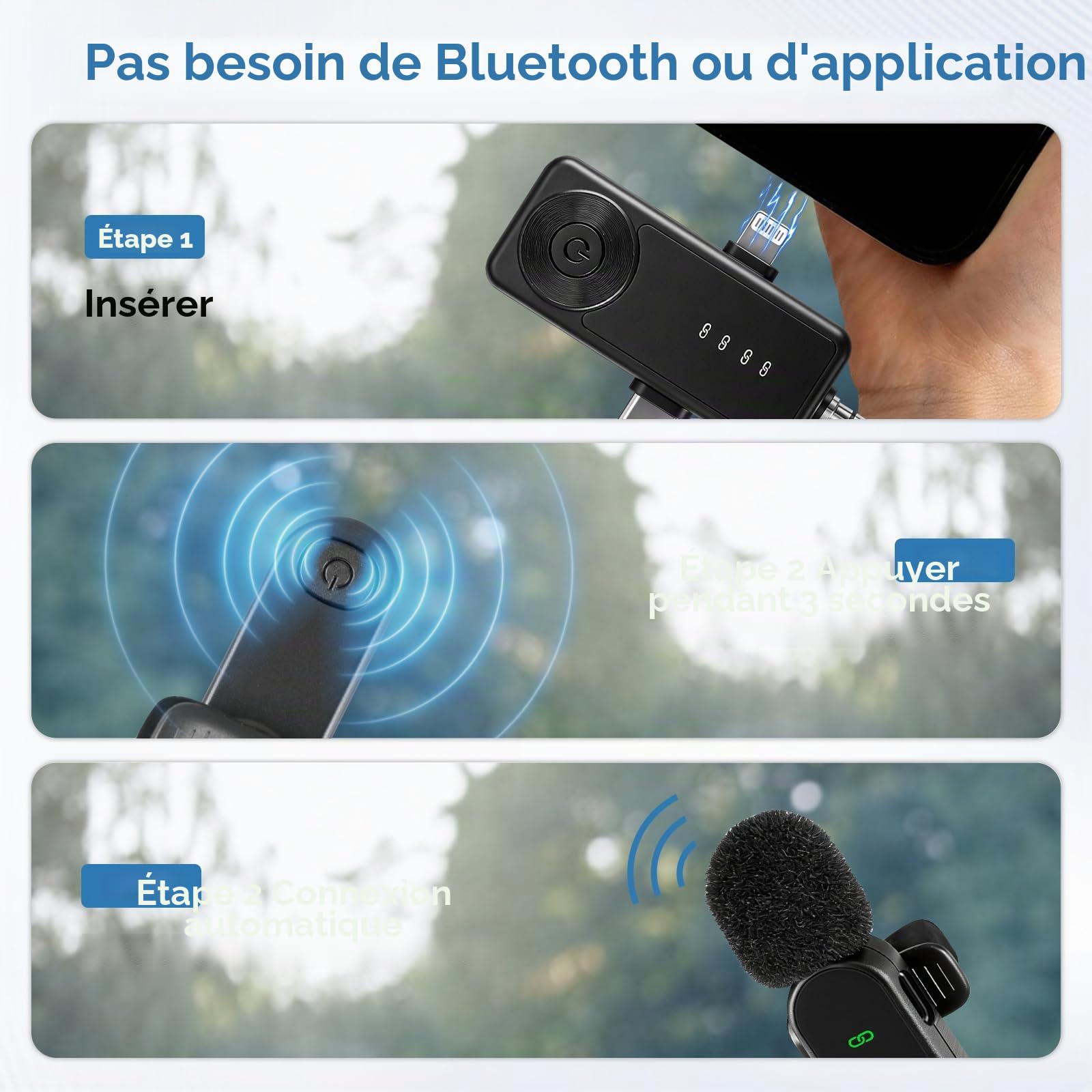 Lot de 4 microphones cravate sans fil avec écran LED, micro cravate à clipser, mini microphone avec réduction du bruit pour enregistrement vidéo, vlogging TikTok