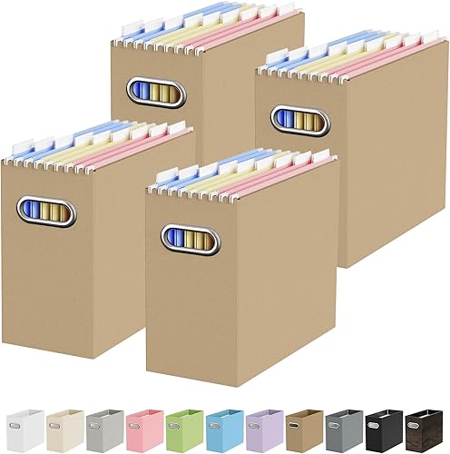 Vista 131 de Oterri - Organizador de archivos, caja de almacenamiento pequeña, organizador de cartón, caja plegable para colgar carpetas, tamaño carta