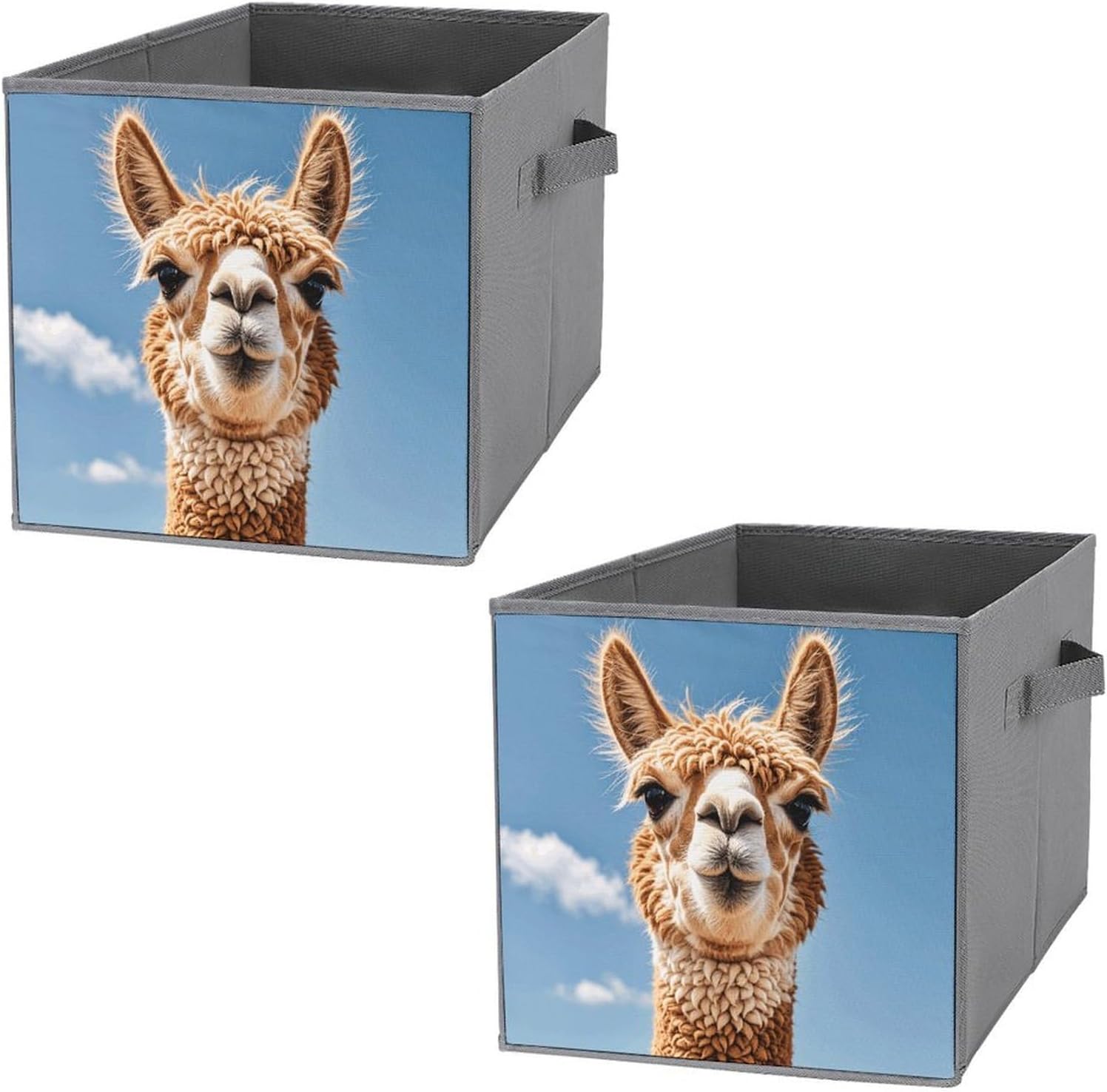 Alpaca Llama Storage Cubes Organizer for Home, Foldable Storage Bins with Handles, 10.6 Inch Storage Bags 2PCS for Clothes, Large Organizer Bins for Organizing Bed Sheets