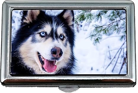 Amazon たばこケースボックス ハスキー雪犬そり犬動物毛皮犬青い目 名刺ホルダー名刺ケースステンレス インテリア オンライン通販
