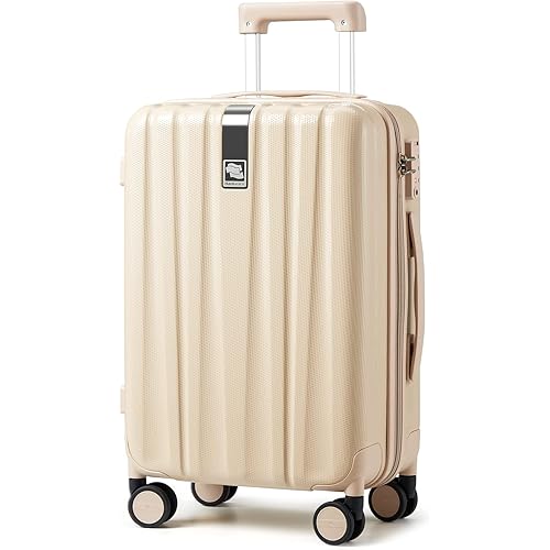 Hanke 24 Inch Luggage Suitcases With Spinner Wheels Lightweight PC Hard Shell Rolling Suitcase With Travel Locks,Checked-Medium 24-Inch（Cuba Sand）