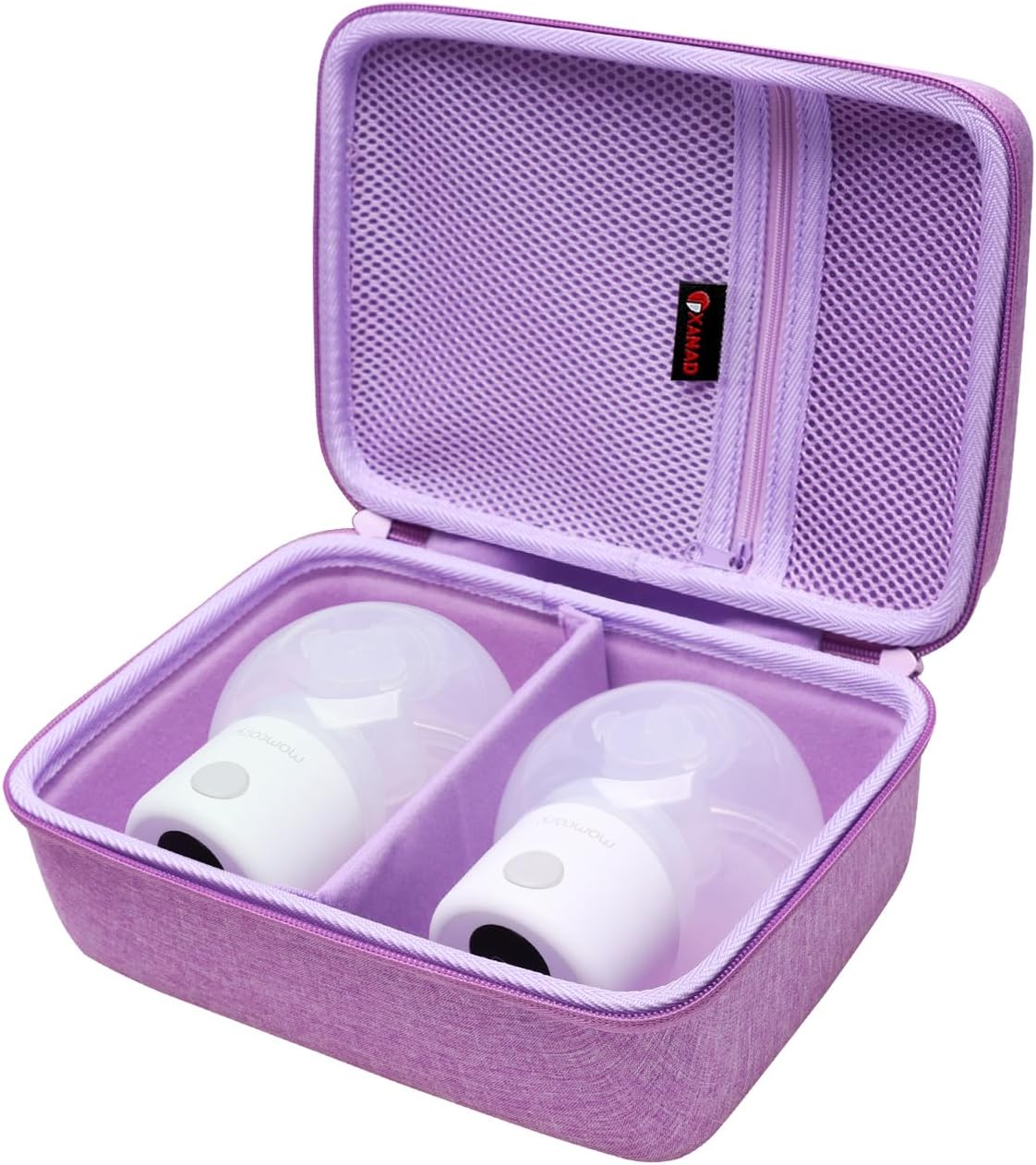 XANAD Wearable Breast Pump Bag Carrying Case Compatible with Momcozy/Eufy Breast/Paruu/Nenesupply/Willow/Medela/Bluefair Wearable Breast Pump, Travel Pumping Bag(Holds 2), Cream