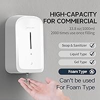 Vista 3 de JETWELL Dispensador automático de jabón de manos sin contacto para montaje en pared, funciona con pilas, cubierta de plástico blanco de gran