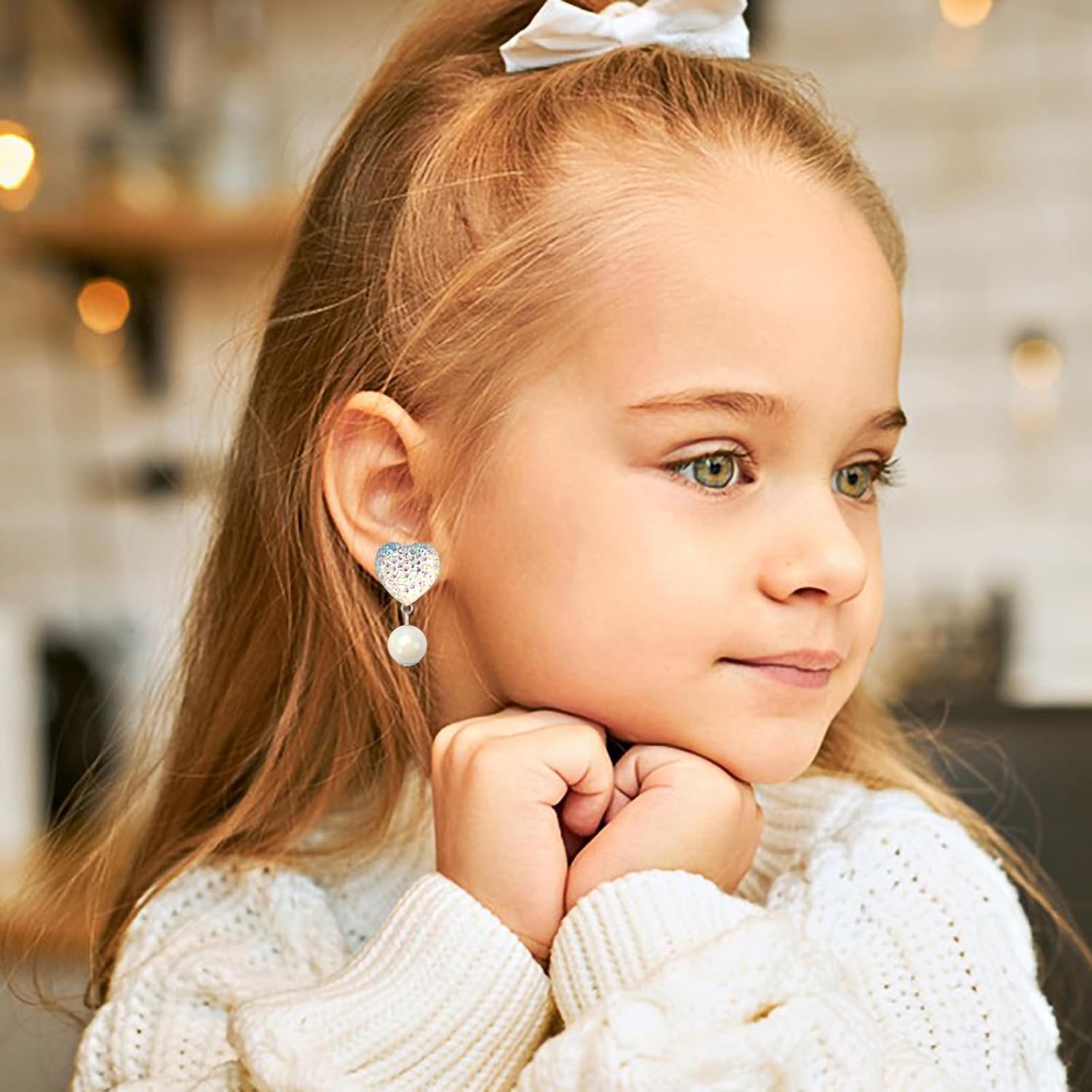 9 Pairs Girls Clip on Earrings, Kids Clip on Earrings for Girls, Cute Toddler Earring Dress up Party Favor, Dangle Stick on Earring for Little Girl Princess Play Jewelry Set