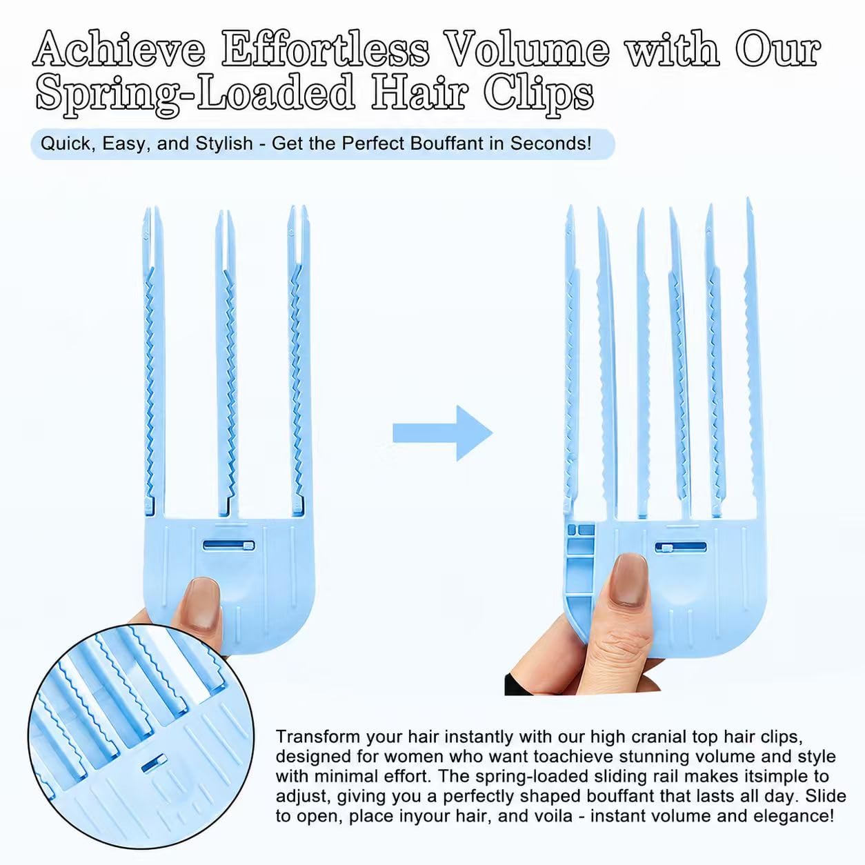 Blue Hair Volume Clip 2 Pack, Root Lift Tool with Inserts image 5