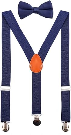 Boys Suspenders Adjustable Y Back with Bow Tie Set