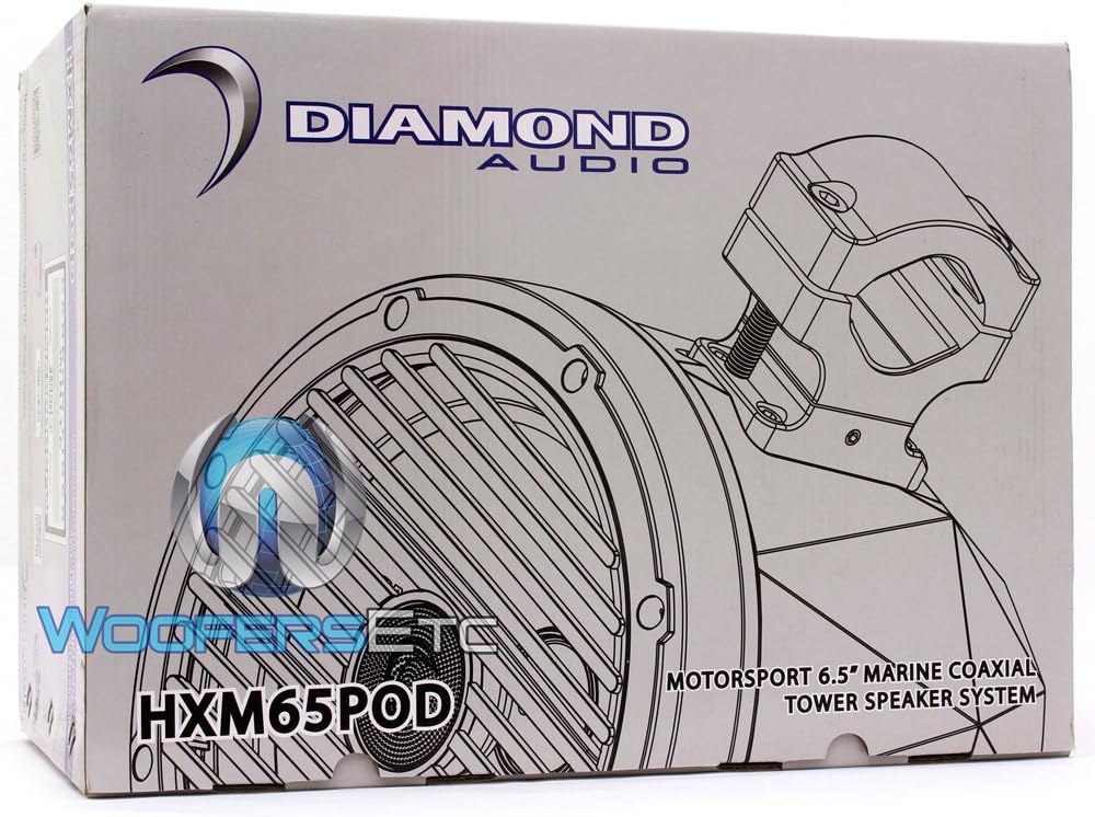 Diamond Audio HXM65PODCFW 6.5" 80W RMS 2-Way Marine Coaxial Tower Speakers
