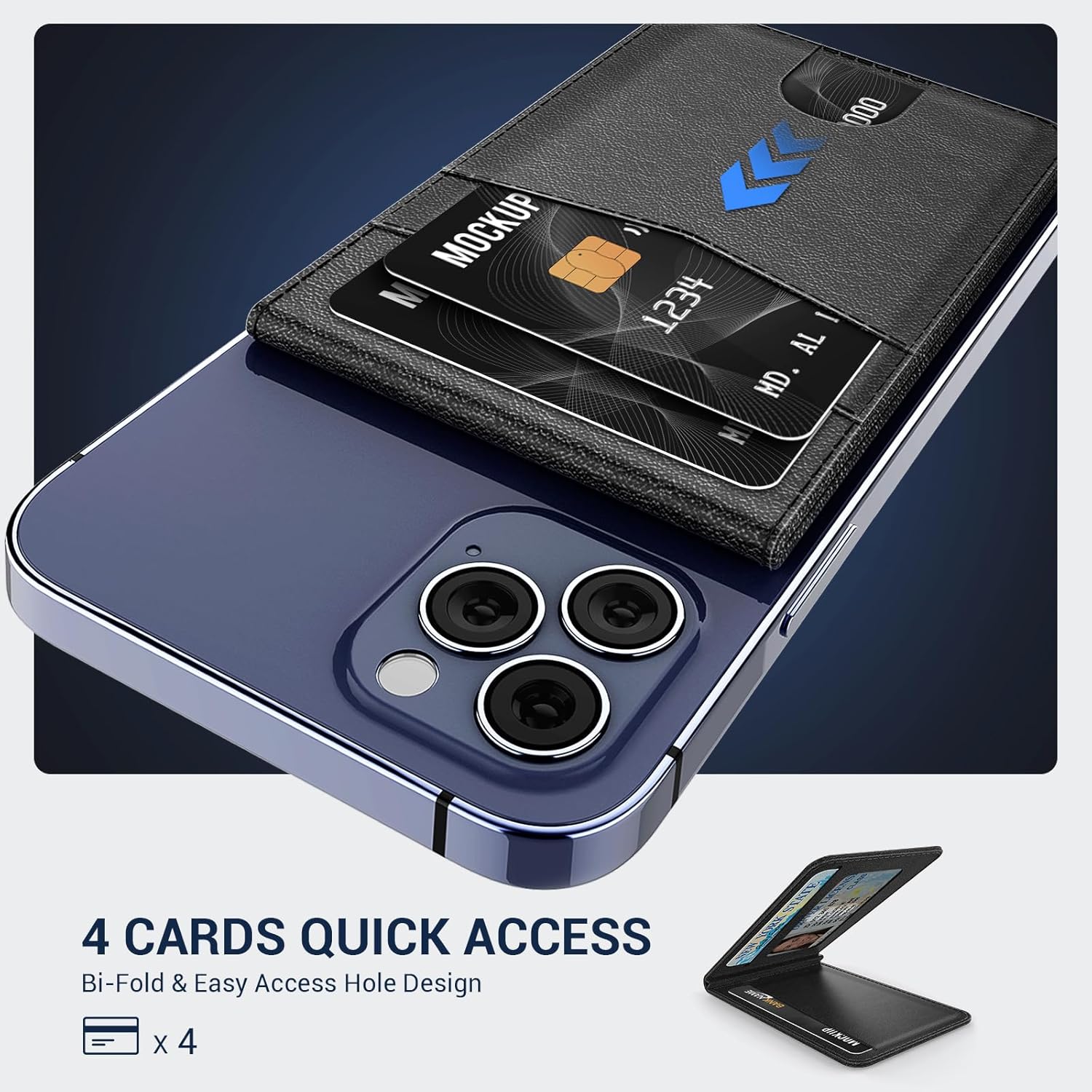 YINHEXI for Magsafe Wallet & Phone Stand, Adjustable Magnetic Wallet with RFID Blocking, PU Leather, 3 Card Slots, Transparent ID Window, Essential Phone Accessories, Strong Magnet - Image 3