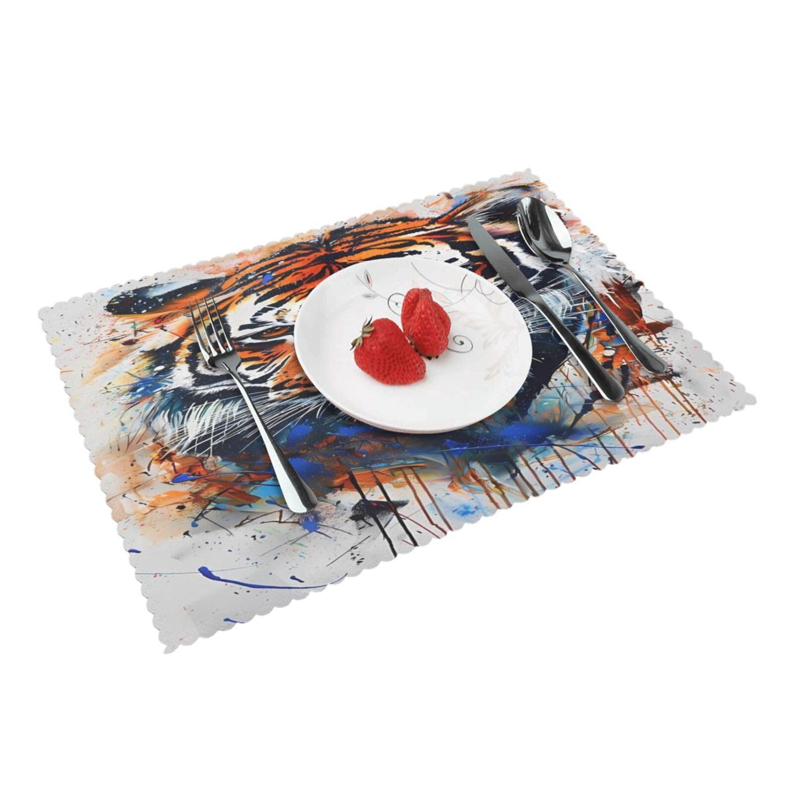 Tiger Abstract Art Placemats Set of 4 Print Table Mats Place Mats Table Decor for Kitchen Dining 12X18 in